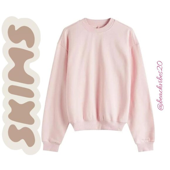 SKIMS Cotton Fleece Classic Crewneck Pullover Cherry Blossom Small NWT - Picture 4 of 4